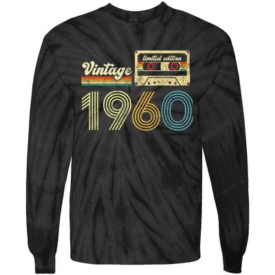 vintage cassette 1960 Retro Birthday 63rd Dad Birthday Gift Grandpa Birthday Tie-Dye Long Sleeve Shirt