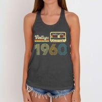 vintage cassette 1960 Retro Birthday 63rd Dad Birthday Gift Grandpa Birthday Women's Knotted Racerback Tank