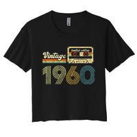 vintage cassette 1960 Retro Birthday 63rd Dad Birthday Gift Grandpa Birthday Women's Crop Top Tee