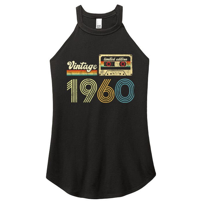 vintage cassette 1960 Retro Birthday 63rd Dad Birthday Gift Grandpa Birthday Women's Perfect Tri Rocker Tank