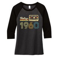 vintage cassette 1960 Retro Birthday 63rd Dad Birthday Gift Grandpa Birthday Women's Tri-Blend 3/4-Sleeve Raglan Shirt