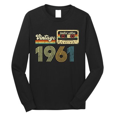 vintage cassette 1961 Retro Birthday 62nd Dad Birthday Gift Grandpa Birthday Long Sleeve Shirt