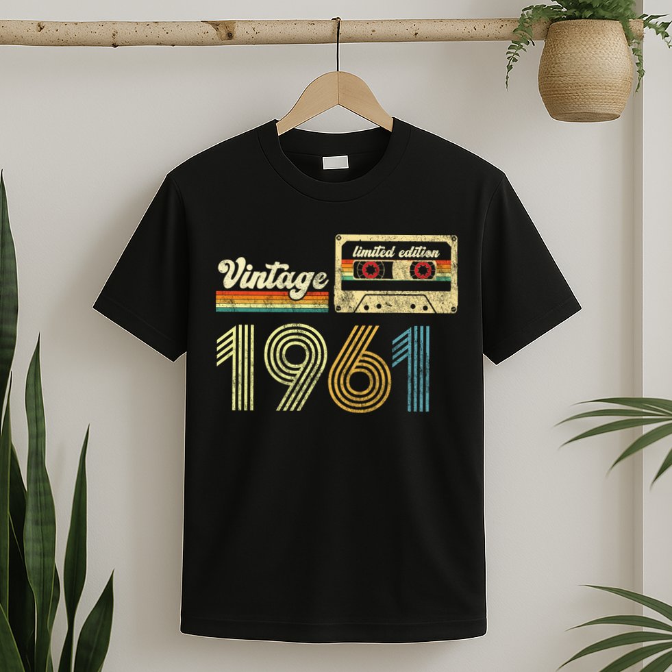 vintage cassette 1961 Retro Birthday 62nd Dad Birthday Gift Grandpa Birthday T-Shirt