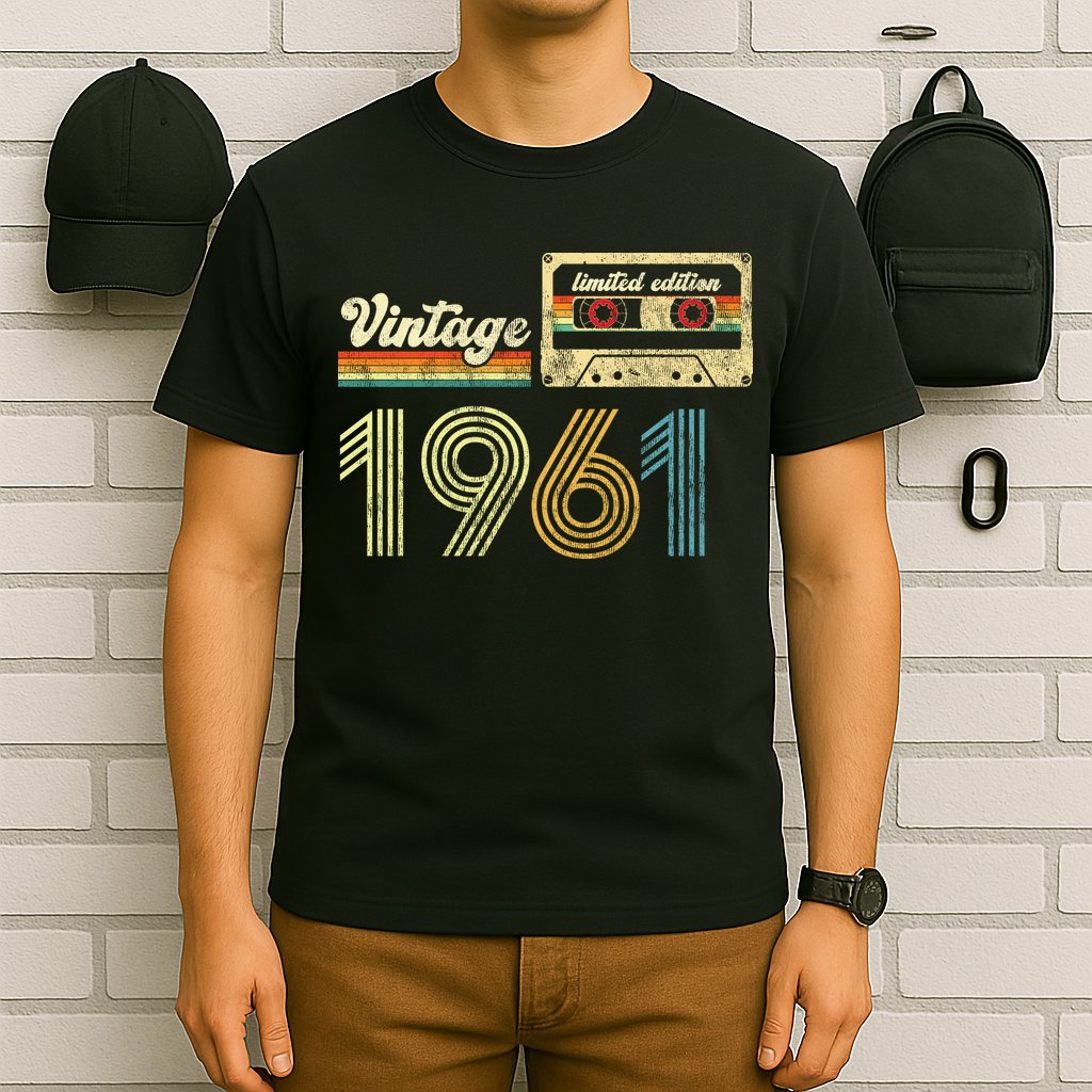 vintage cassette 1961 Retro Birthday 62nd Dad Birthday Gift Grandpa Birthday T-Shirt