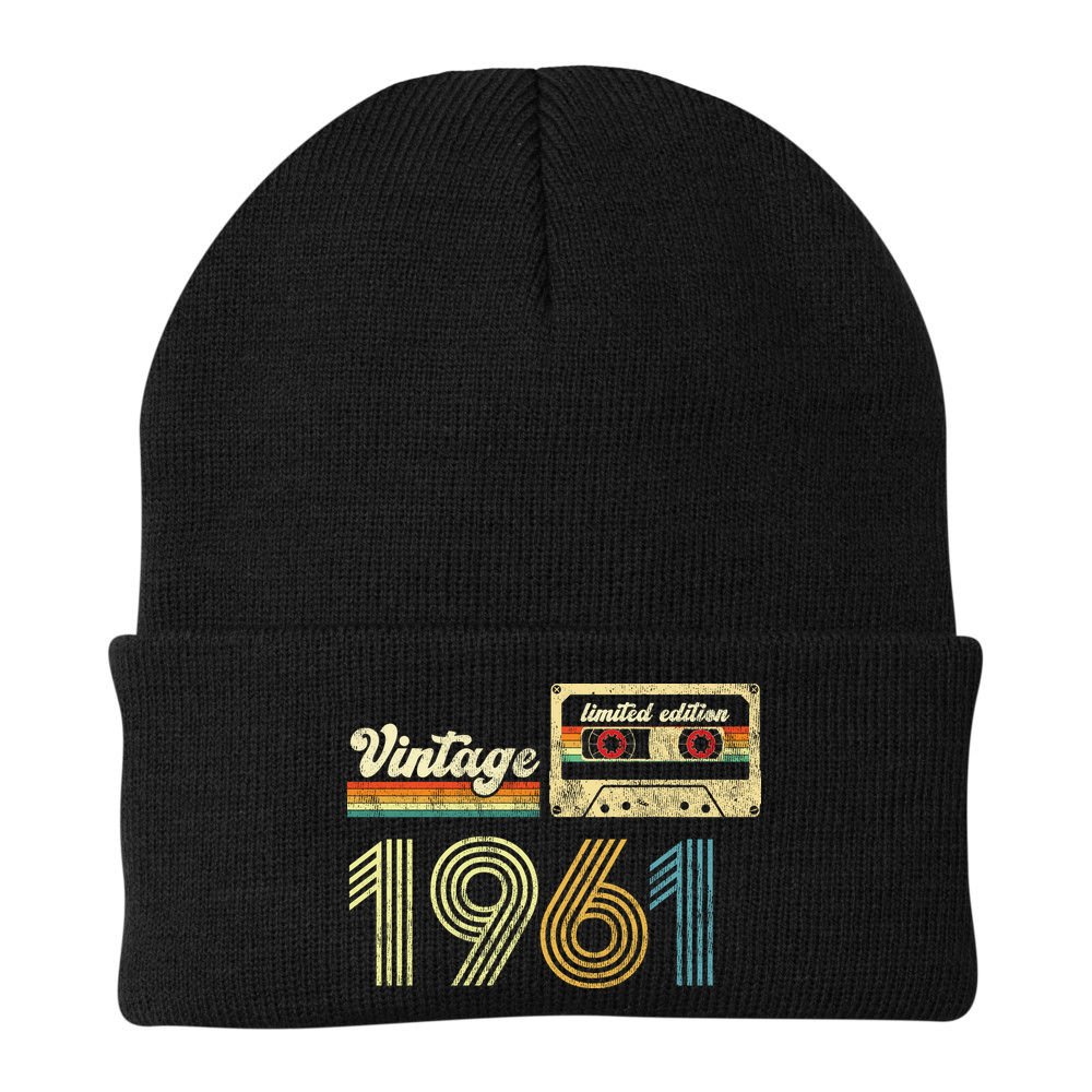 vintage cassette 1961 Retro Birthday 62nd Dad Birthday Gift Grandpa Birthday Beanie