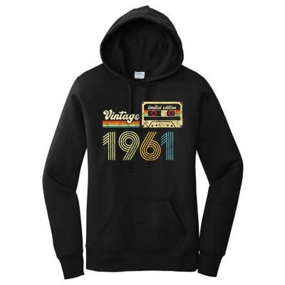 vintage cassette 1961 Retro Birthday 62nd Dad Birthday Gift Grandpa Birthday Women's Pullover Hoodie