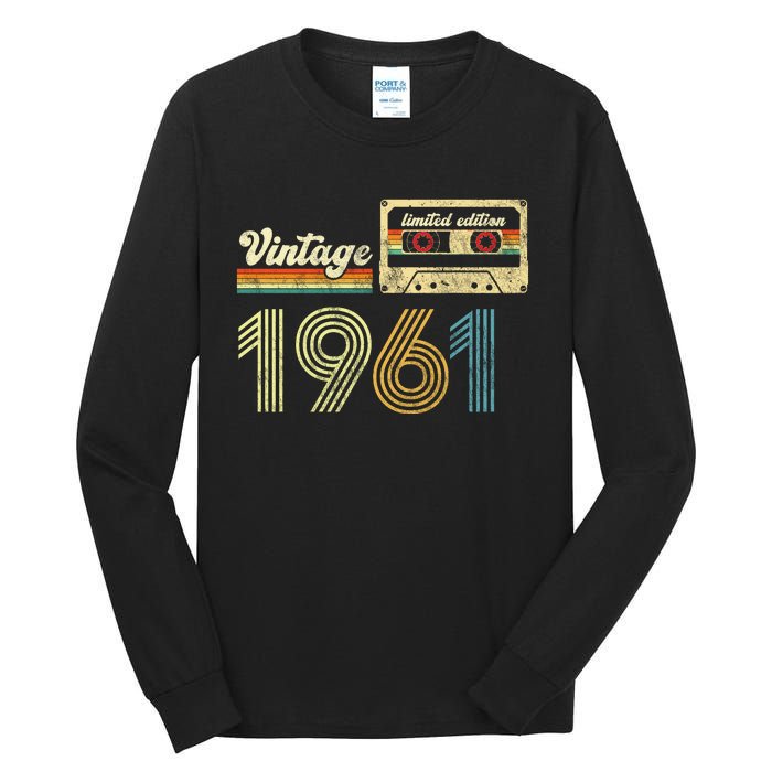 vintage cassette 1961 Retro Birthday 62nd Dad Birthday Gift Grandpa Birthday Tall Long Sleeve T-Shirt