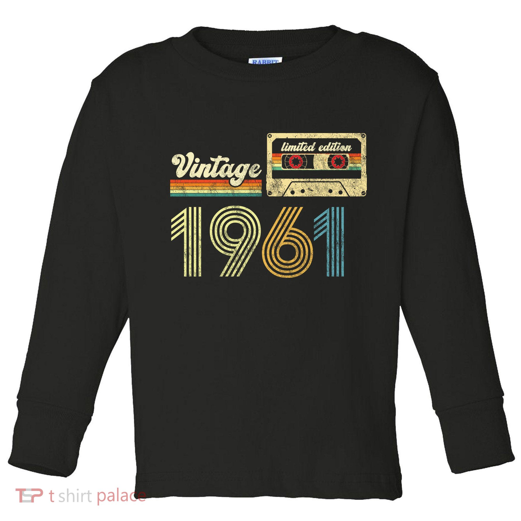 vintage cassette 1961 Retro Birthday 62nd Dad Birthday Gift Grandpa Birthday Toddler Long Sleeve Shirt