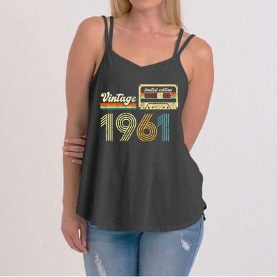 vintage cassette 1961 Retro Birthday 62nd Dad Birthday Gift Grandpa Birthday Women's Strappy Tank