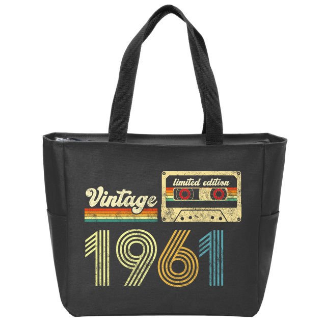 vintage cassette 1961 Retro Birthday 62nd Dad Birthday Gift Grandpa Birthday Zip Tote Bag