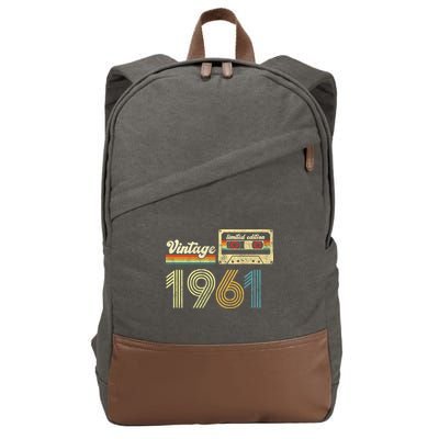vintage cassette 1961 Retro Birthday 62nd Dad Birthday Gift Grandpa Birthday Cotton Canvas Backpack