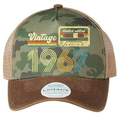 vintage cassette 1967 Retro Birthday 56th Dad Birthday Gift Grandpa Birthday Legacy Tie Dye Trucker Hat