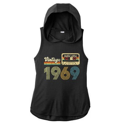 vintage cassette 1969 Retro Birthday 54th Dad Birthday Gift Grandpa Birthday Ladies PosiCharge Tri-Blend Wicking Draft Hoodie Tank