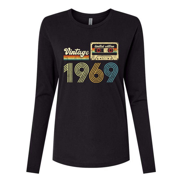 vintage cassette 1969 Retro Birthday 54th Dad Birthday Gift Grandpa Birthday Womens Cotton Relaxed Long Sleeve T-Shirt