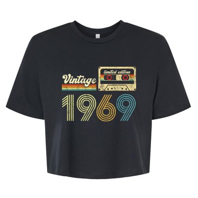 vintage cassette 1969 Retro Birthday 54th Dad Birthday Gift Grandpa Birthday Bella+Canvas Jersey Crop Tee