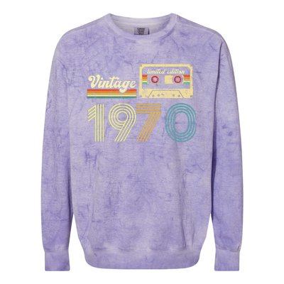 vintage cassette 1970 Retro Birthday 53rd Dad Birthday Gift Grandpa Birthday Colorblast Crewneck Sweatshirt