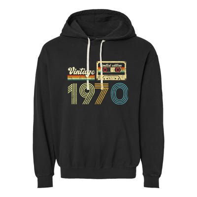 vintage cassette 1970 Retro Birthday 53rd Dad Birthday Gift Grandpa Birthday Garment-Dyed Fleece Hoodie