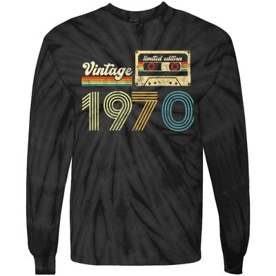 vintage cassette 1970 Retro Birthday 53rd Dad Birthday Gift Grandpa Birthday Tie-Dye Long Sleeve Shirt