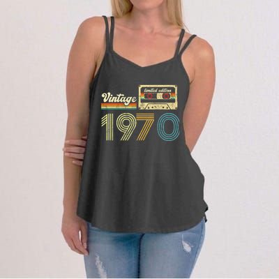 vintage cassette 1970 Retro Birthday 53rd Dad Birthday Gift Grandpa Birthday Women's Strappy Tank