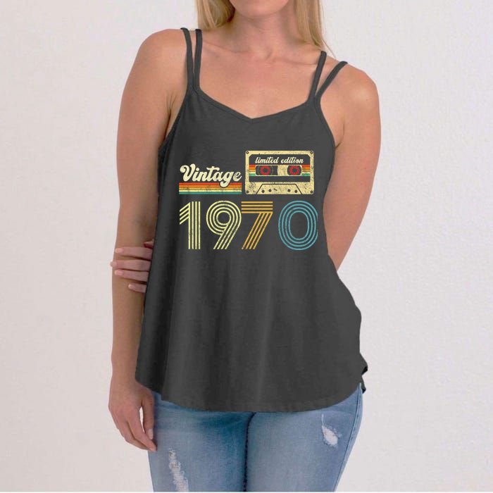 vintage cassette 1970 Retro Birthday 53rd Dad Birthday Gift Grandpa Birthday Women's Strappy Tank