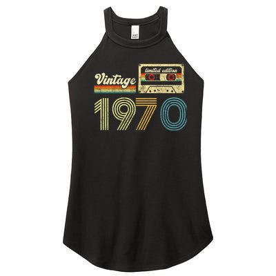 vintage cassette 1970 Retro Birthday 53rd Dad Birthday Gift Grandpa Birthday Women’s Perfect Tri Rocker Tank