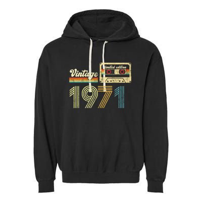 vintage cassette 1971 Retro Birthday 52nd Dad Birthday Gift Grandpa Birthday Garment-Dyed Fleece Hoodie