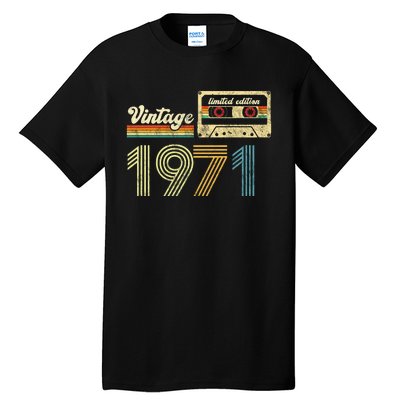 vintage cassette 1971 Retro Birthday 52nd Dad Birthday Gift Grandpa Birthday Tall T-Shirt