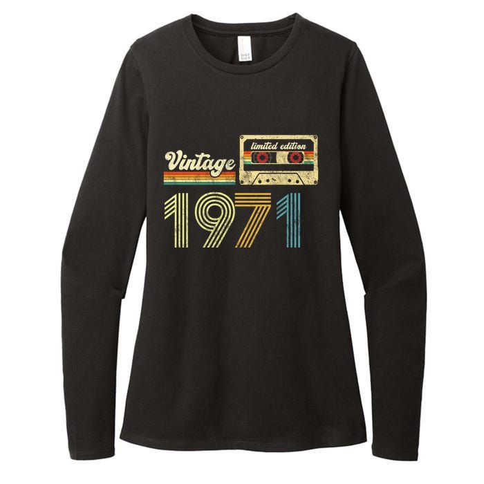 vintage cassette 1971 Retro Birthday 52nd Dad Birthday Gift Grandpa Birthday Womens CVC Long Sleeve Shirt