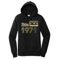 vintage cassette 1971 Retro Birthday 52nd Dad Birthday Gift Grandpa Birthday Women's Pullover Hoodie