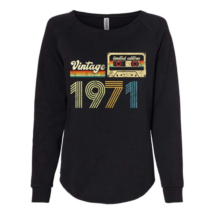 vintage cassette 1971 Retro Birthday 52nd Dad Birthday Gift Grandpa Birthday Womens California Wash Sweatshirt