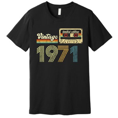 vintage cassette 1971 Retro Birthday 52nd Dad Birthday Gift Grandpa Birthday Premium T-Shirt