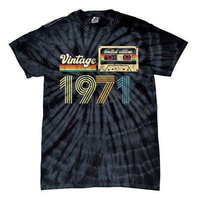 vintage cassette 1971 Retro Birthday 52nd Dad Birthday Gift Grandpa Birthday Tie-Dye T-Shirt