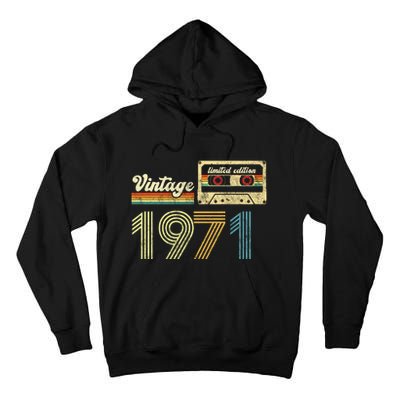 vintage cassette 1971 Retro Birthday 52nd Dad Birthday Gift Grandpa Birthday Tall Hoodie