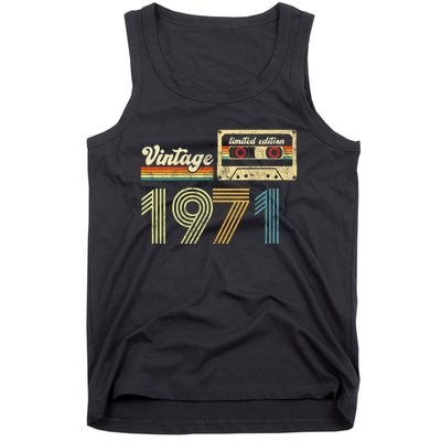 vintage cassette 1971 Retro Birthday 52nd Dad Birthday Gift Grandpa Birthday Tank Top