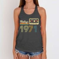 vintage cassette 1971 Retro Birthday 52nd Dad Birthday Gift Grandpa Birthday Women's Knotted Racerback Tank