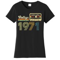 vintage cassette 1971 Retro Birthday 52nd Dad Birthday Gift Grandpa Birthday Women's T-Shirt