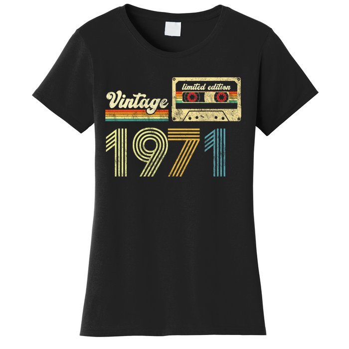 vintage cassette 1971 Retro Birthday 52nd Dad Birthday Gift Grandpa Birthday Women's T-Shirt