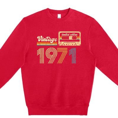 vintage cassette 1971 Retro Birthday 52nd Dad Birthday Gift Grandpa Birthday Premium Crewneck Sweatshirt