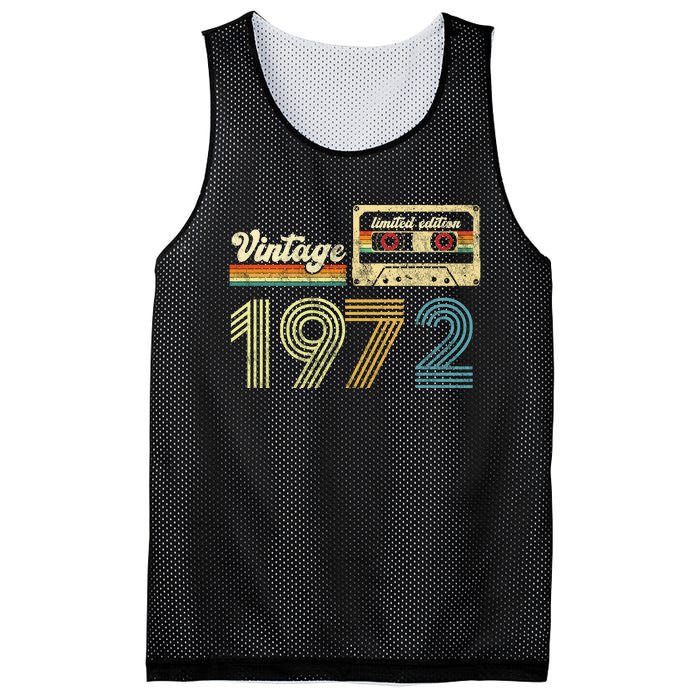 vintage cassette 1972 Retro Birthday 51st Dad Birthday Gift Grandpa Birthday Mesh Reversible Basketball Jersey Tank