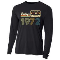 vintage cassette 1972 Retro Birthday 51st Dad Birthday Gift Grandpa Birthday Cooling Performance Long Sleeve Crew