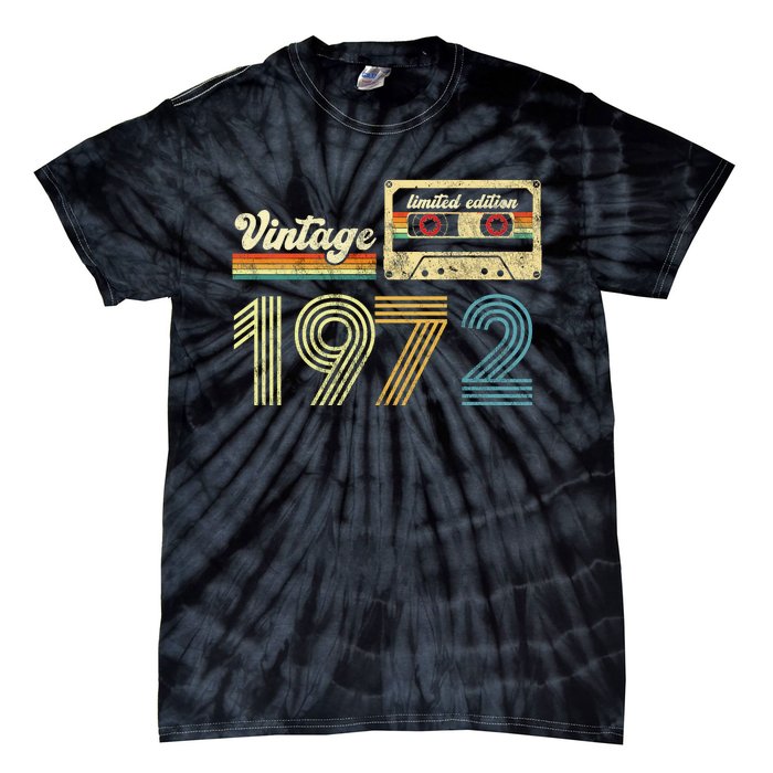 vintage cassette 1972 Retro Birthday 51st Dad Birthday Gift Grandpa Birthday Tie-Dye T-Shirt