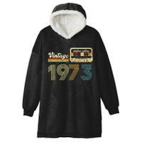 vintage cassette 1973 Retro Birthday 50th Dad Birthday Gift Grandpa Birthday Hooded Wearable Blanket