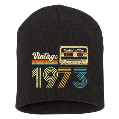 vintage cassette 1973 Retro Birthday 50th Dad Birthday Gift Grandpa Birthday Short Acrylic Beanie