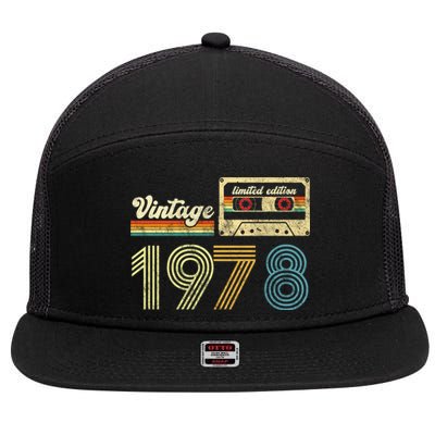 vintage cassette 1978 Retro Birthday 45th Dad Birthday Gift Grandpa Birthday 7 Panel Mesh Trucker Snapback Hat