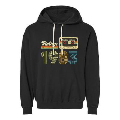 vintage cassette 1983 Retro Birthday 40th Dad Birthday Gift Grandpa Birthday Garment-Dyed Fleece Hoodie