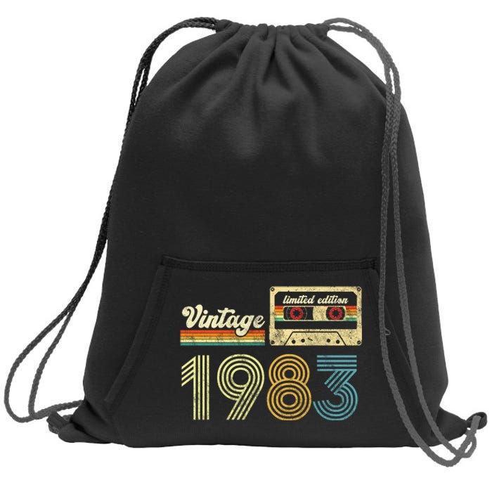 vintage cassette 1983 Retro Birthday 40th Dad Birthday Gift Grandpa Birthday Sweatshirt Cinch Pack Bag