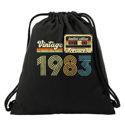 vintage cassette 1983 Retro Birthday 40th Dad Birthday Gift Grandpa Birthday Drawstring Bag