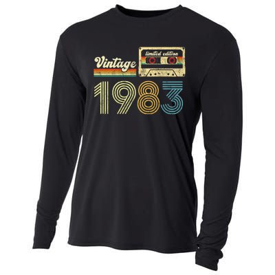 vintage cassette 1983 Retro Birthday 40th Dad Birthday Gift Grandpa Birthday Cooling Performance Long Sleeve Crew