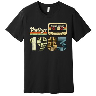 vintage cassette 1983 Retro Birthday 40th Dad Birthday Gift Grandpa Birthday Premium T-Shirt