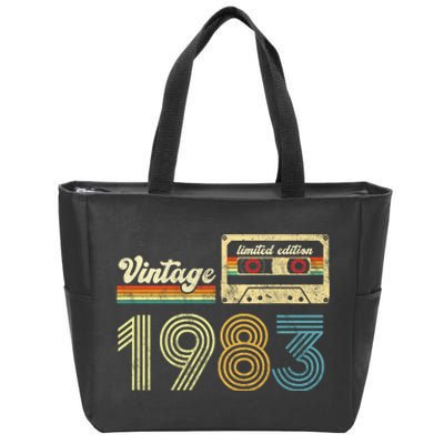 vintage cassette 1983 Retro Birthday 40th Dad Birthday Gift Grandpa Birthday Zip Tote Bag